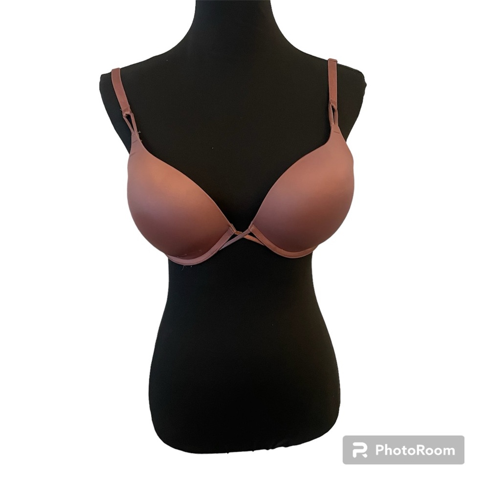 Victoria's Secret Bombshell Push Up Plunge Add-2 Cups Smooth Bra 34D Mauvey Rose